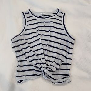 Navy and White Striped Club Monaco Knot top